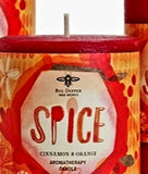Kerti úr 100% hreinu býflugnavaxi,  Hátíðarkerti með jólailm -  Spice (cinnamon, orange & Clove bud)