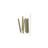 Bambus drykkjarrör, stutt - 6 stk + hreinsibursti
